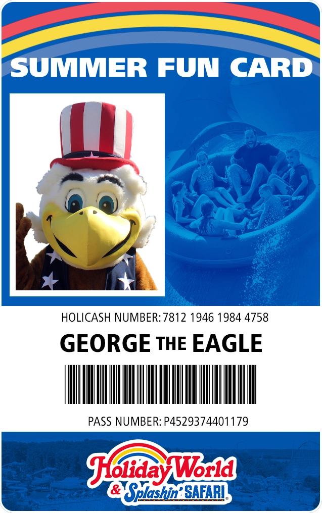 Mockup of a Summer Fun Card featuring George the Eagle.