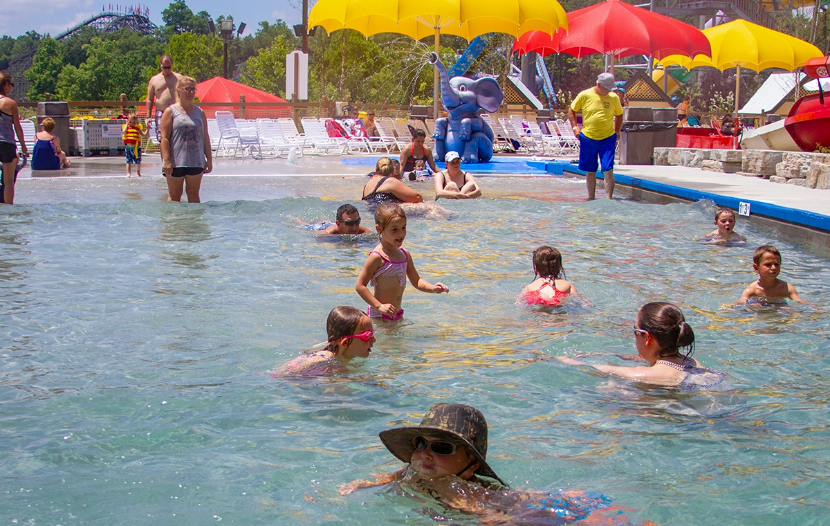 Children enjoying Tembo Tides at Holiday World & Splashin' Safari in Santa Claus, Indiana.