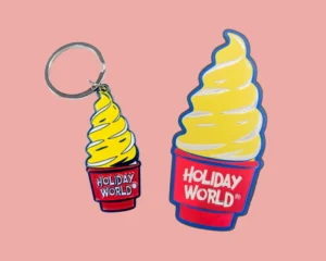 Souvenir keychain and magnet from Holiday World.