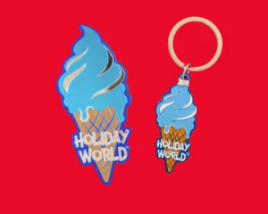 Souvenir keychain and magnet from Holiday World.