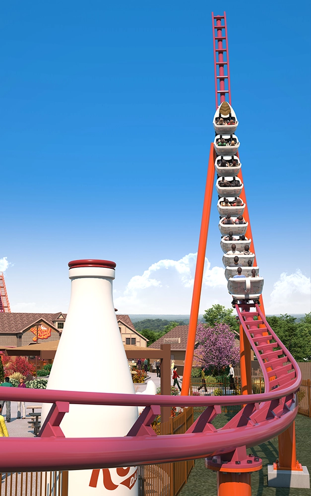 Rendering of spike of Good Gravy! Family Coaster at Holiday World.