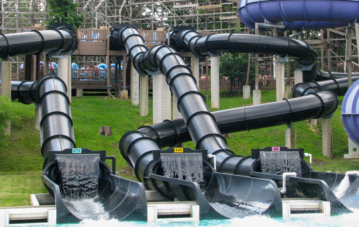 Slide structure of Otorongo at Holiday World & Splashin' Safari in Santa Claus, Indiana.