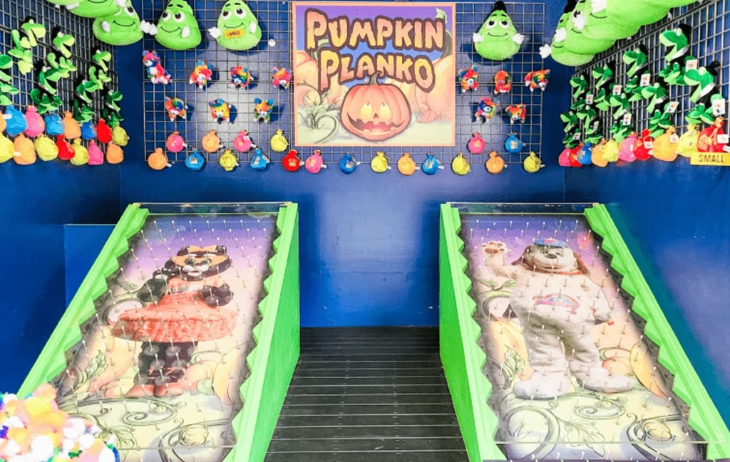 Pumpkin Planko, a Plinko-style game of chance, at Holiday World.