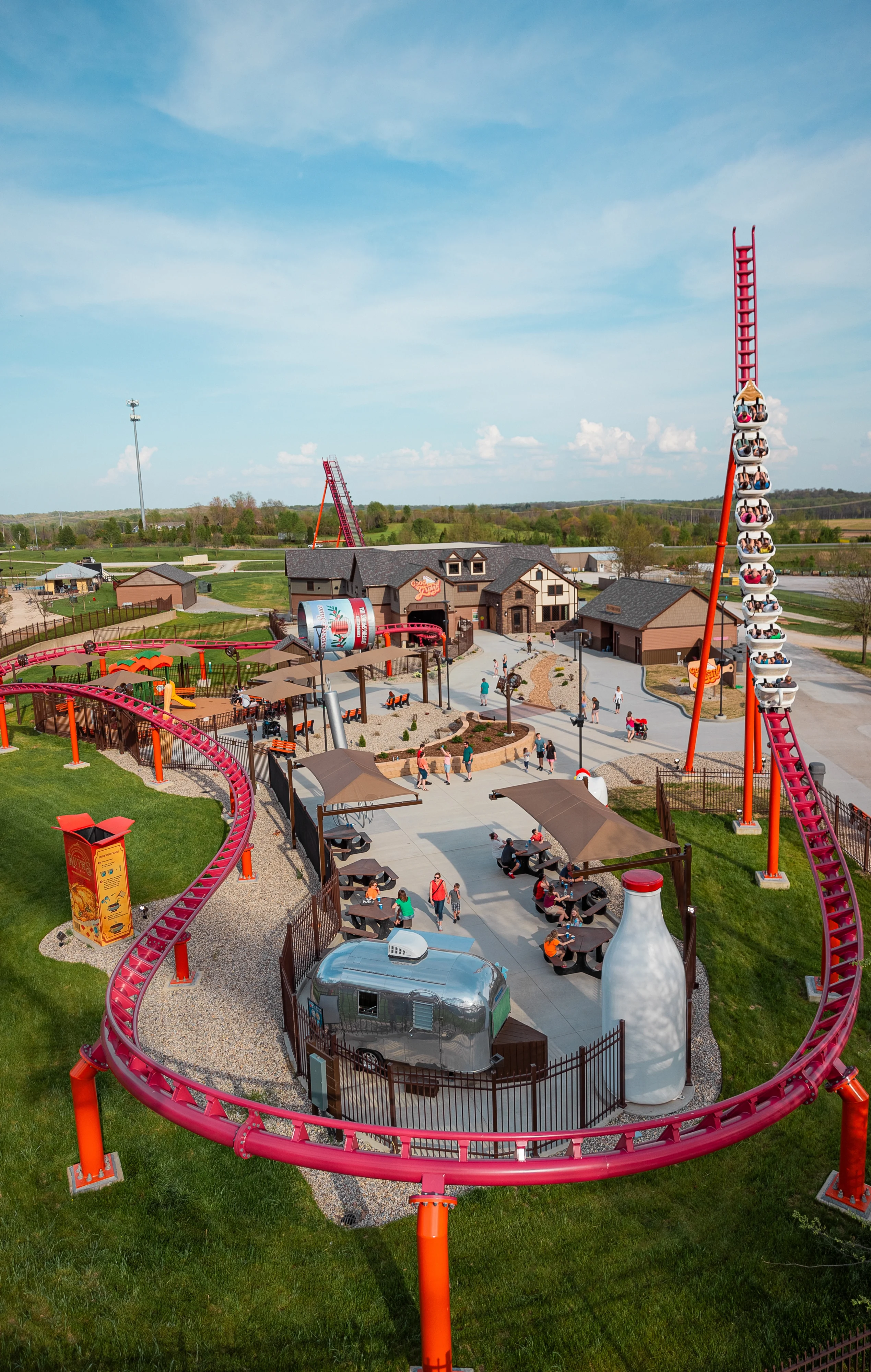 Good Gravy! Family Roller Coaster and Stuffing Springs area- aerial view