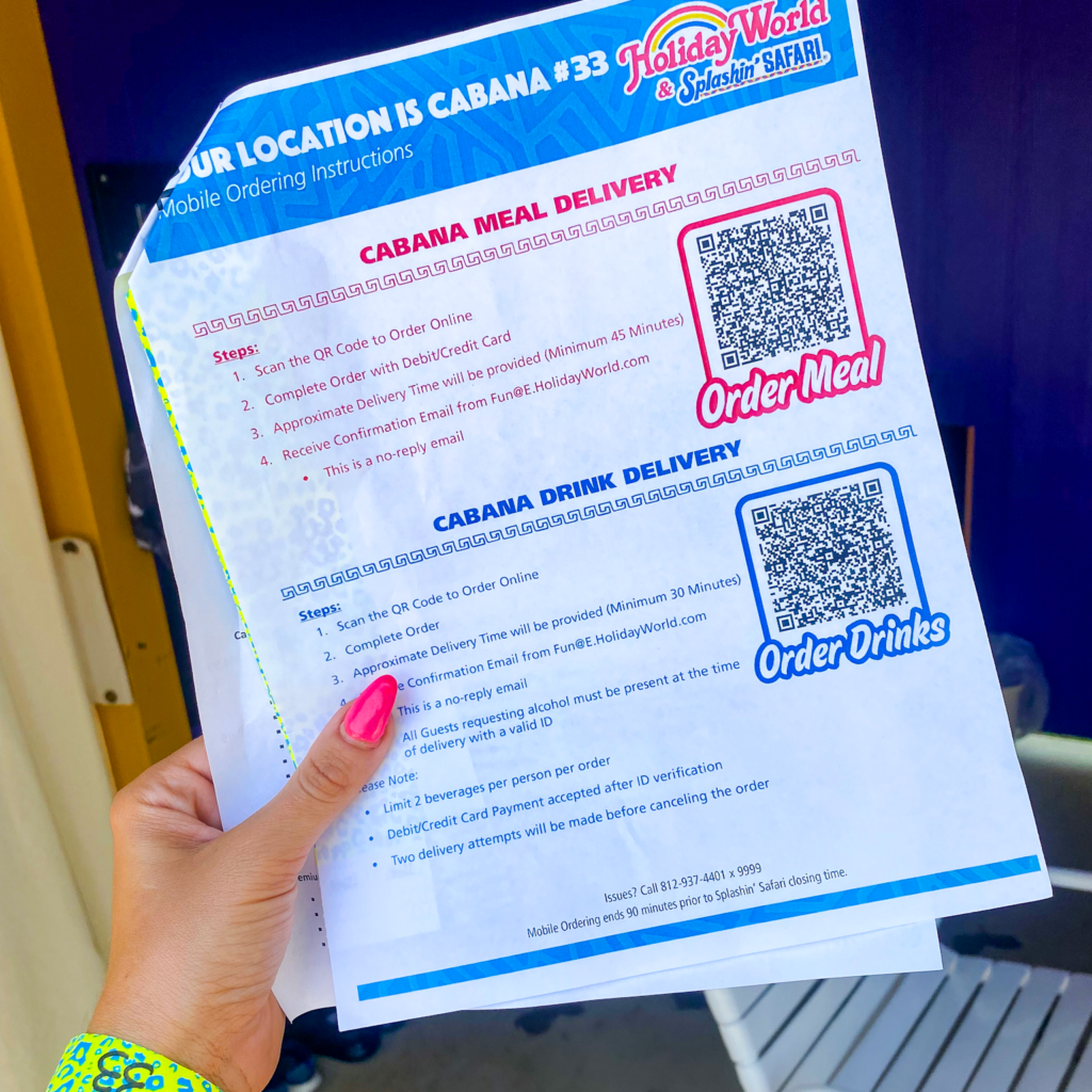 A print out that explains how to use mobile ordering from your Cabana.