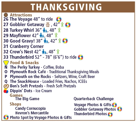 Thanksgiving attractions, shows, food & snacks, Games, and more at Holiday World & Splashin' Safari.
