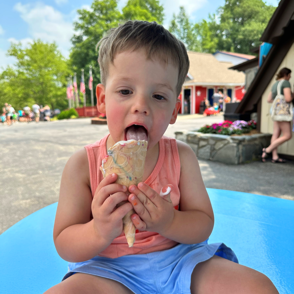 HoliBlogger Alli's son enjoying an ice cream cone.