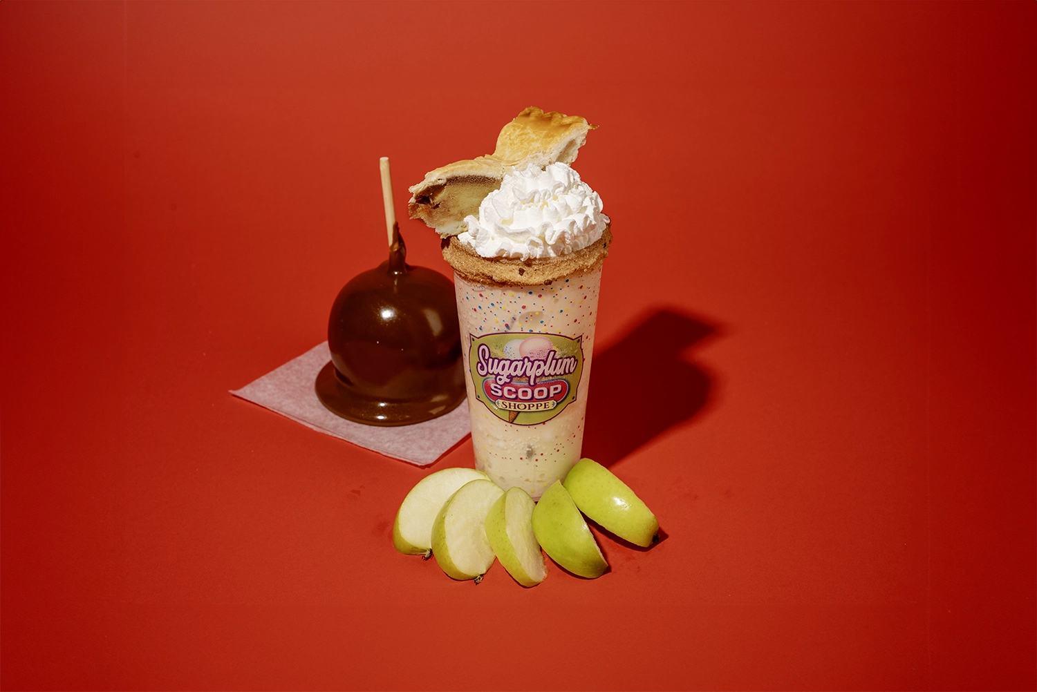 Caramel Apple Pie Milkshake available at Sugarplum Scoop Shoppe.