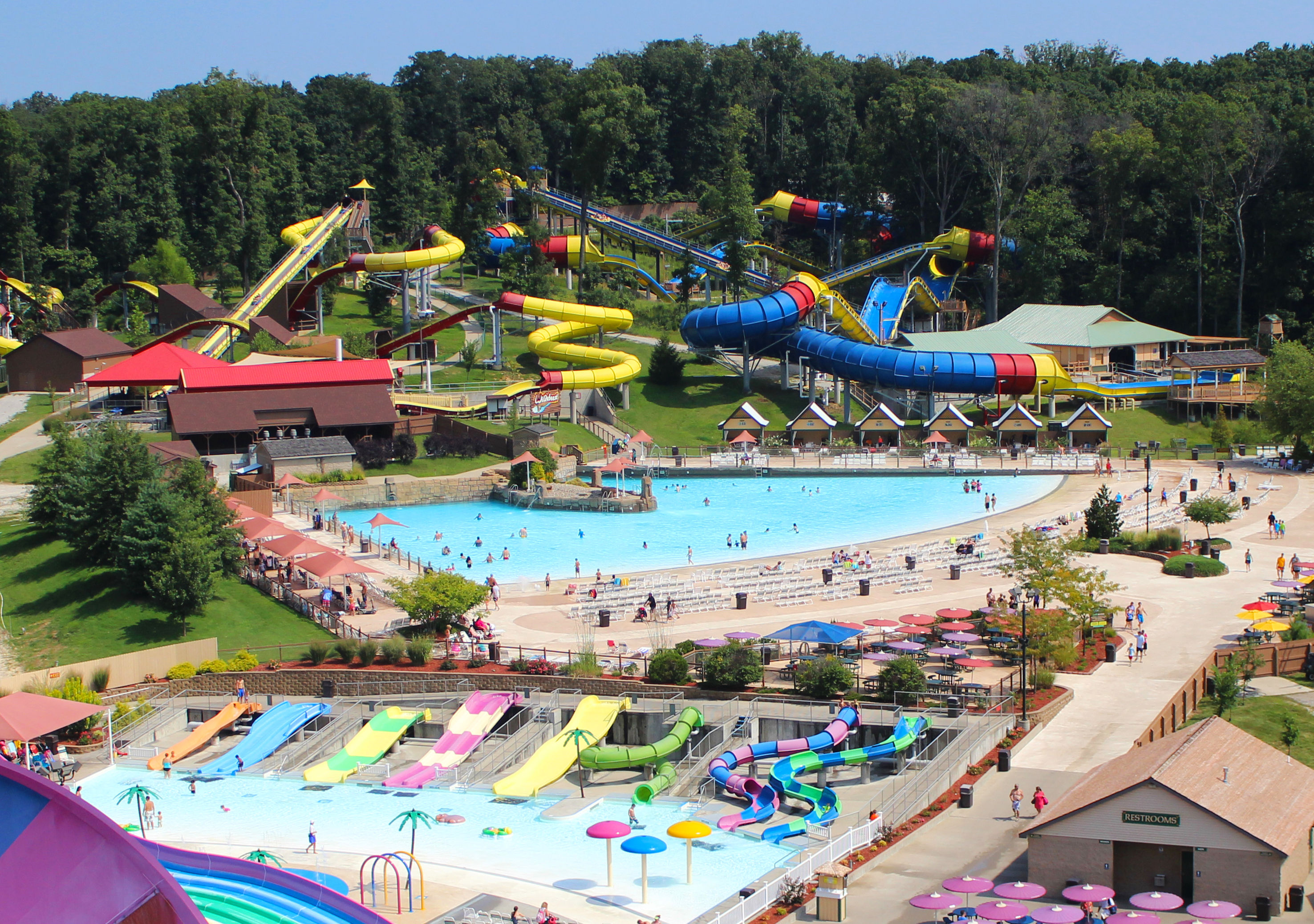 A sweeping wide shot of Splashin' Safari