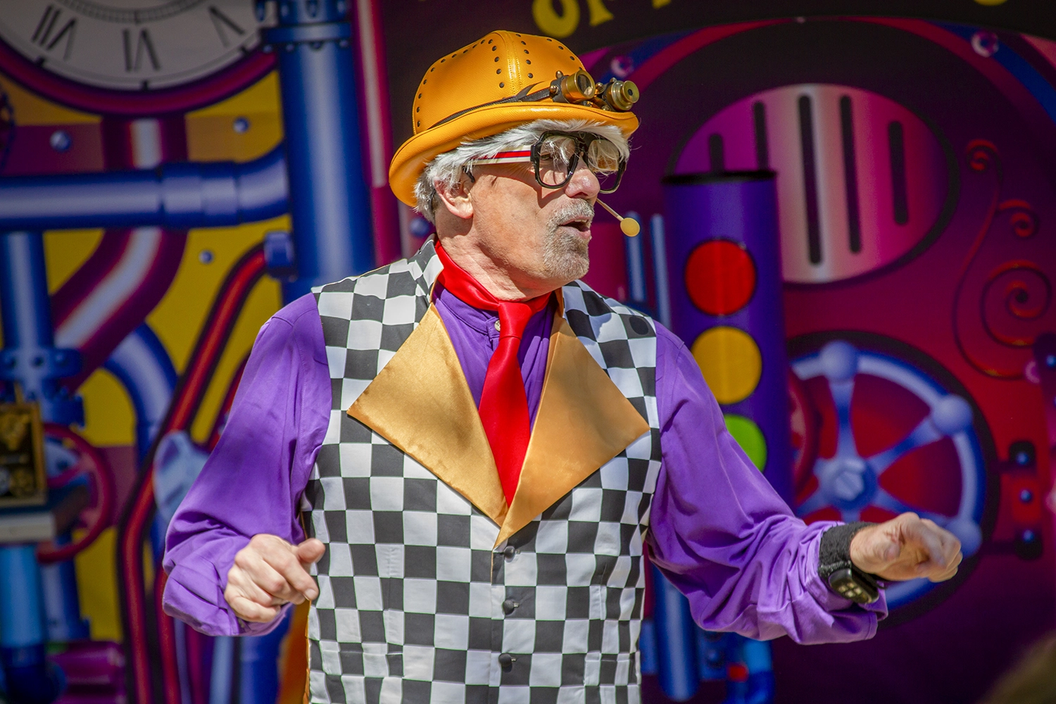 Professor D. R. Holiday in the Wacky Workshop of Wonders at Holiday World during Happy Halloween Weekends.