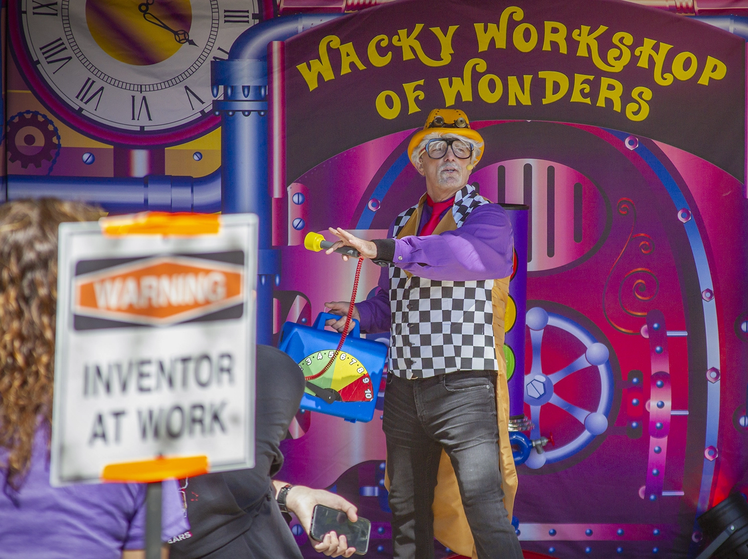 Professor D. R. Holiday in the Wacky Workshop of Wonders at Holiday World during Happy Halloween Weekends.