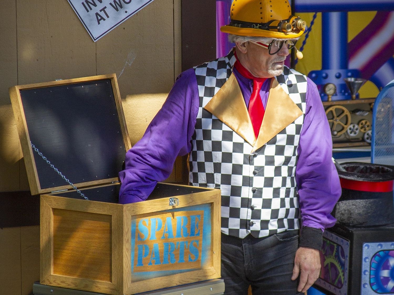 Professor D. R. Holiday in the Wacky Workshop of Wonders at Holiday World during Happy Halloween Weekends.