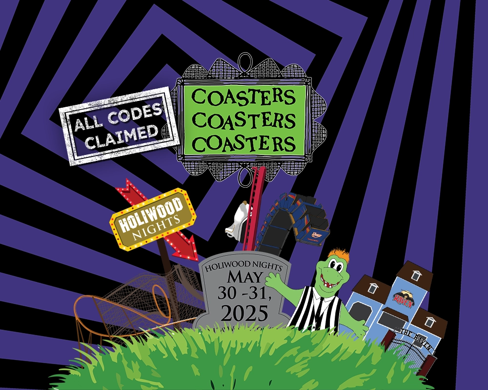 ALL CODES CLAIMED! Coasters, Coasters, Coasters: HoliWood Nights 2025 - May 30-31