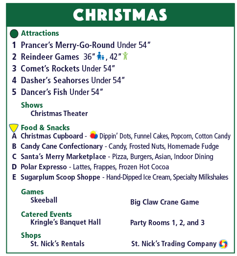 Attractions, shows, food & snacks, games, and more at Holiday World & Splashin' Safari.