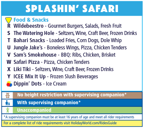 Attractions, shows, food & snacks, games, and more at Holiday World & Splashin' Safari.