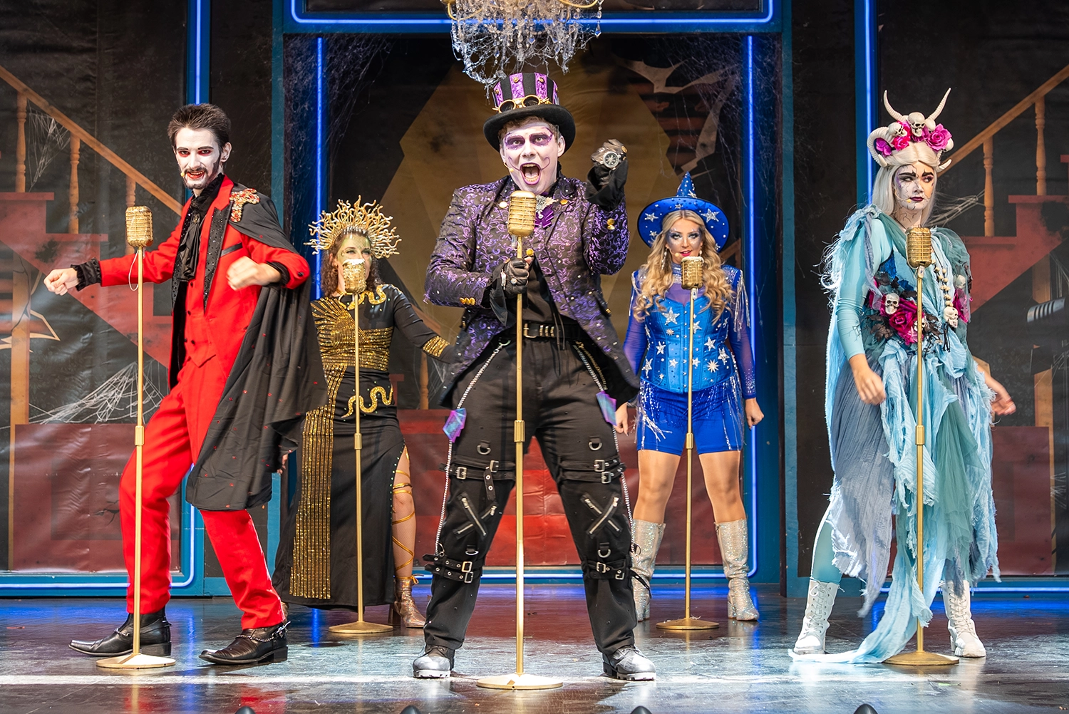 Halloween All-Stars musical stage show performing during Happy Halloween Weekends at Holiday World.