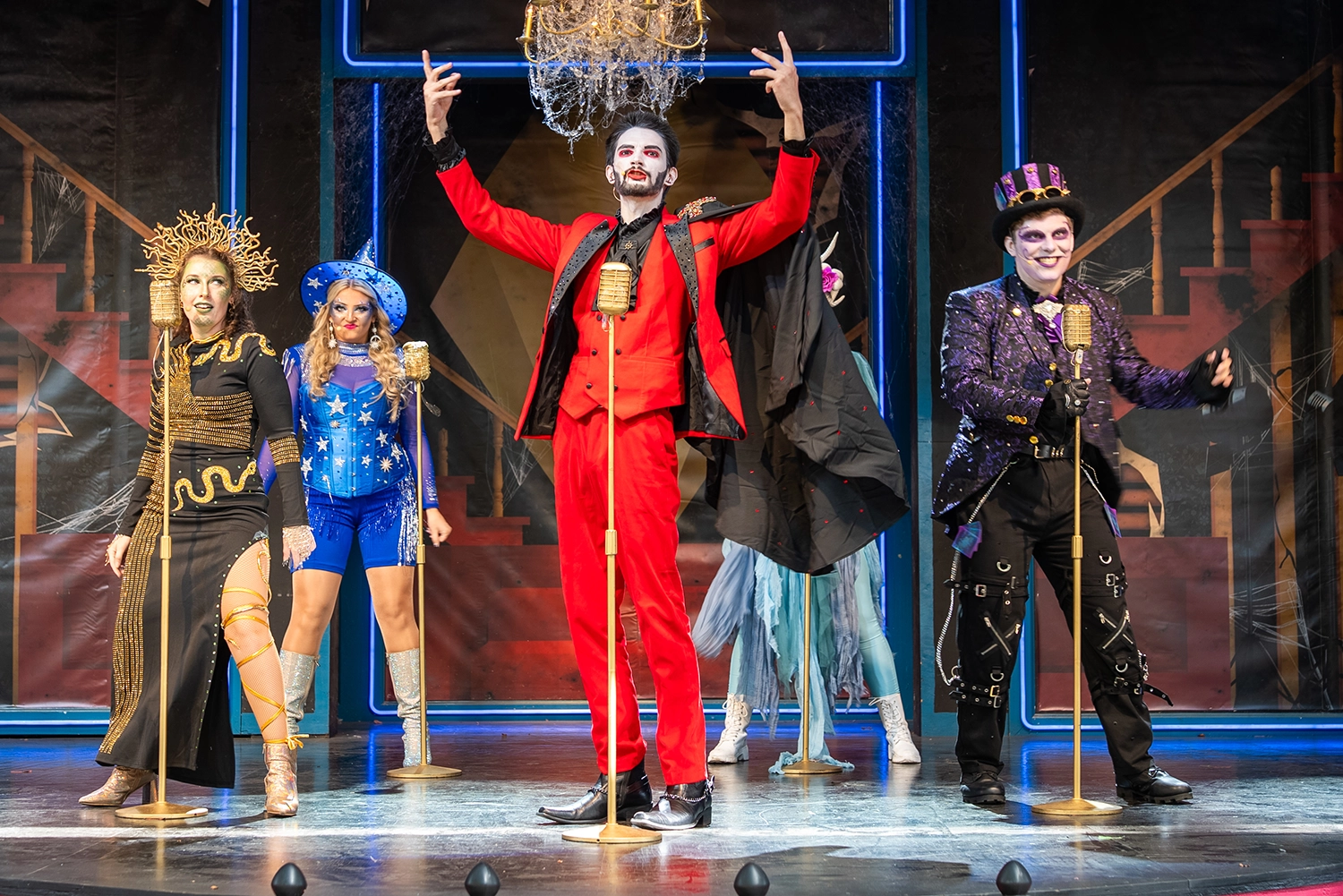 Halloween All-Stars musical stage show performing during Happy Halloween Weekends at Holiday World.