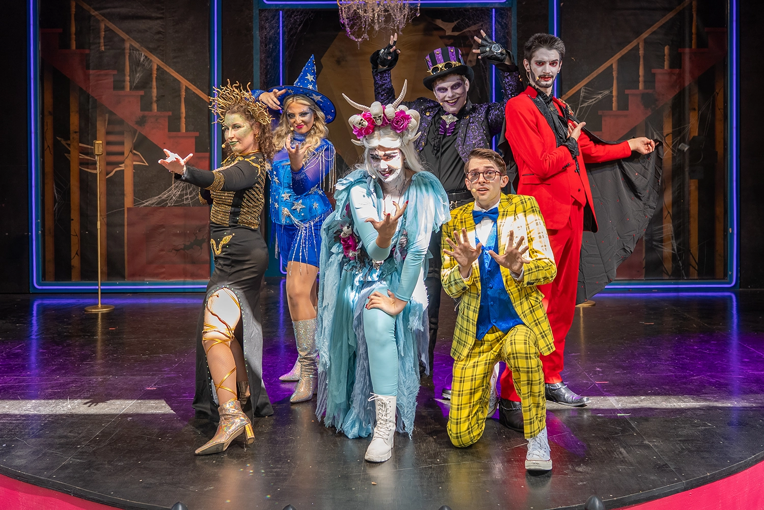 Halloween All-Stars musical stage show performing during Happy Halloween Weekends at Holiday World.