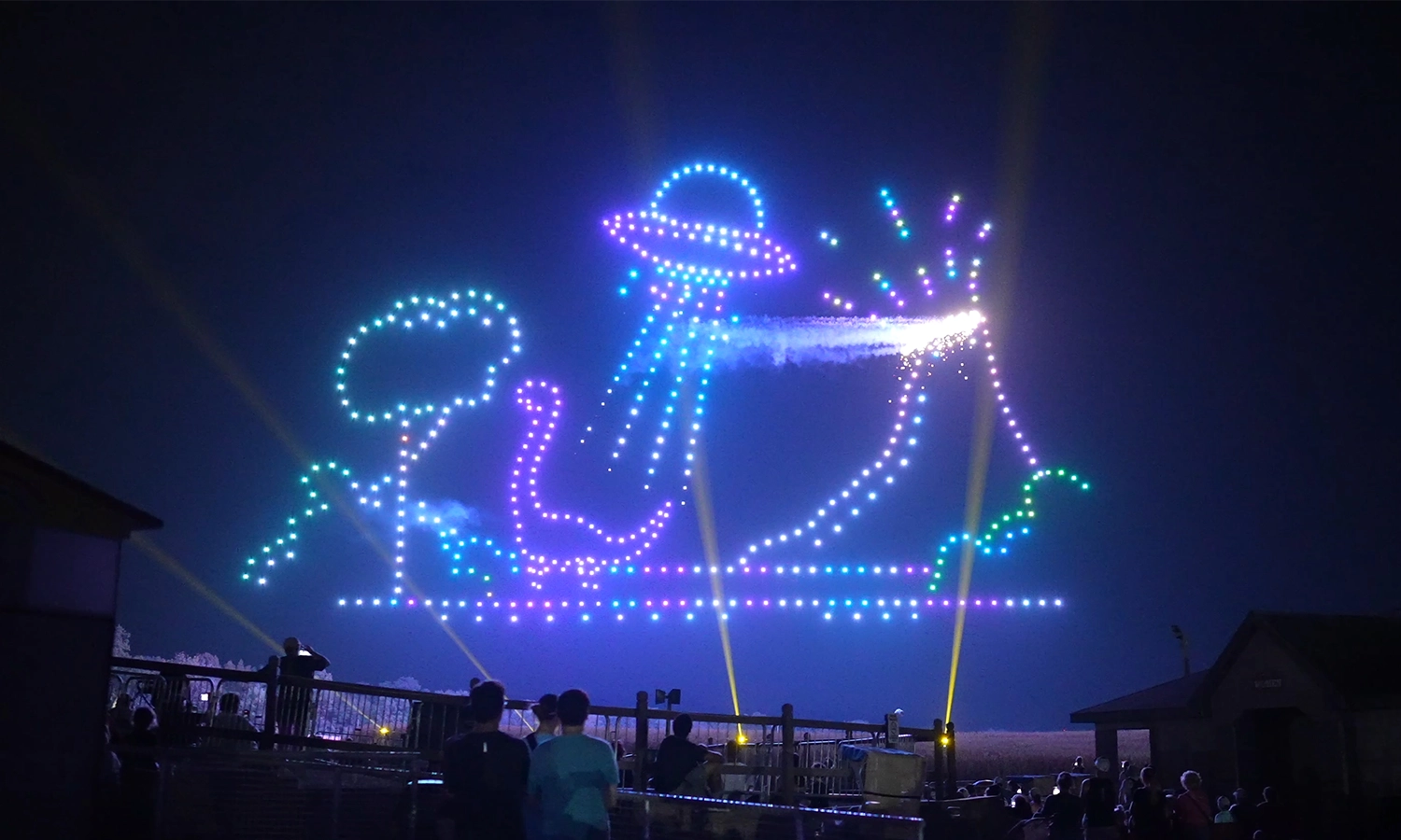 Dinos Soar in the Sky Drone and Fireworks Show during Happy Halloween Weekends at Holiday World