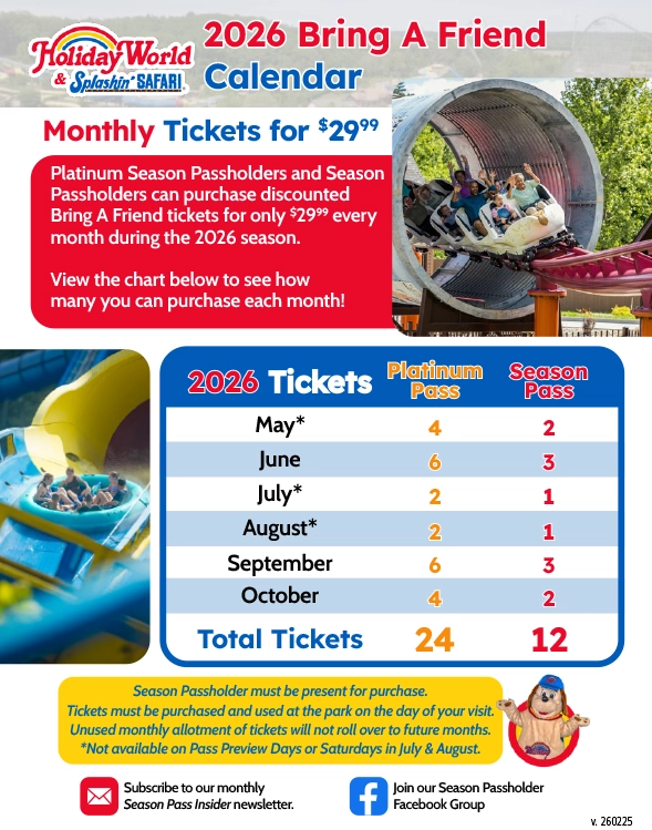 Click to download the 2026 Bring A Friend Discounted Ticket Benefit Calendar