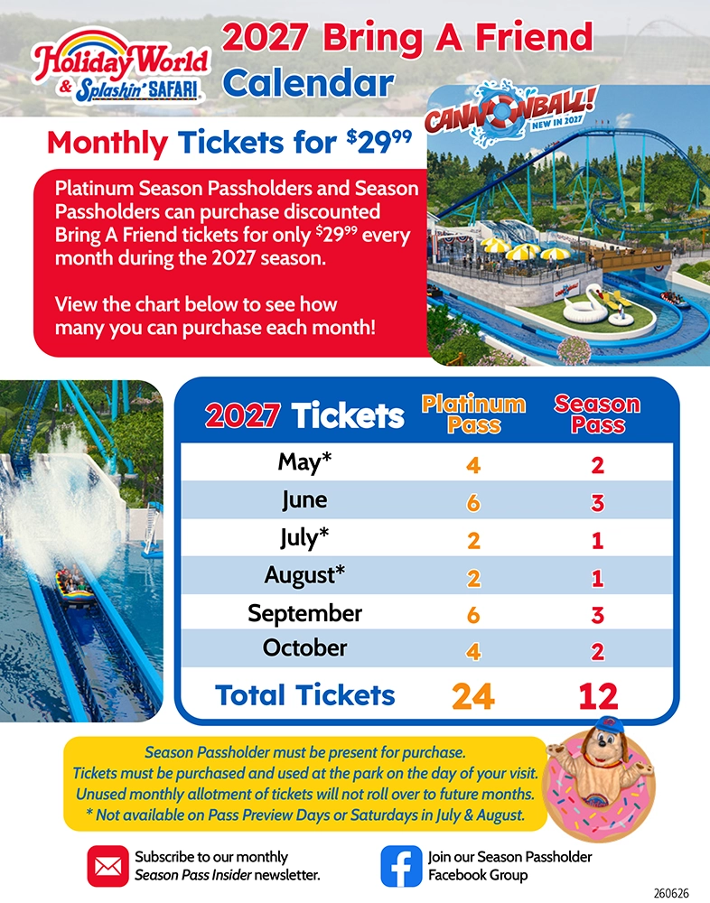 Click to download the 2027 Bring A Friend Discounted Ticket Benefit Calendar