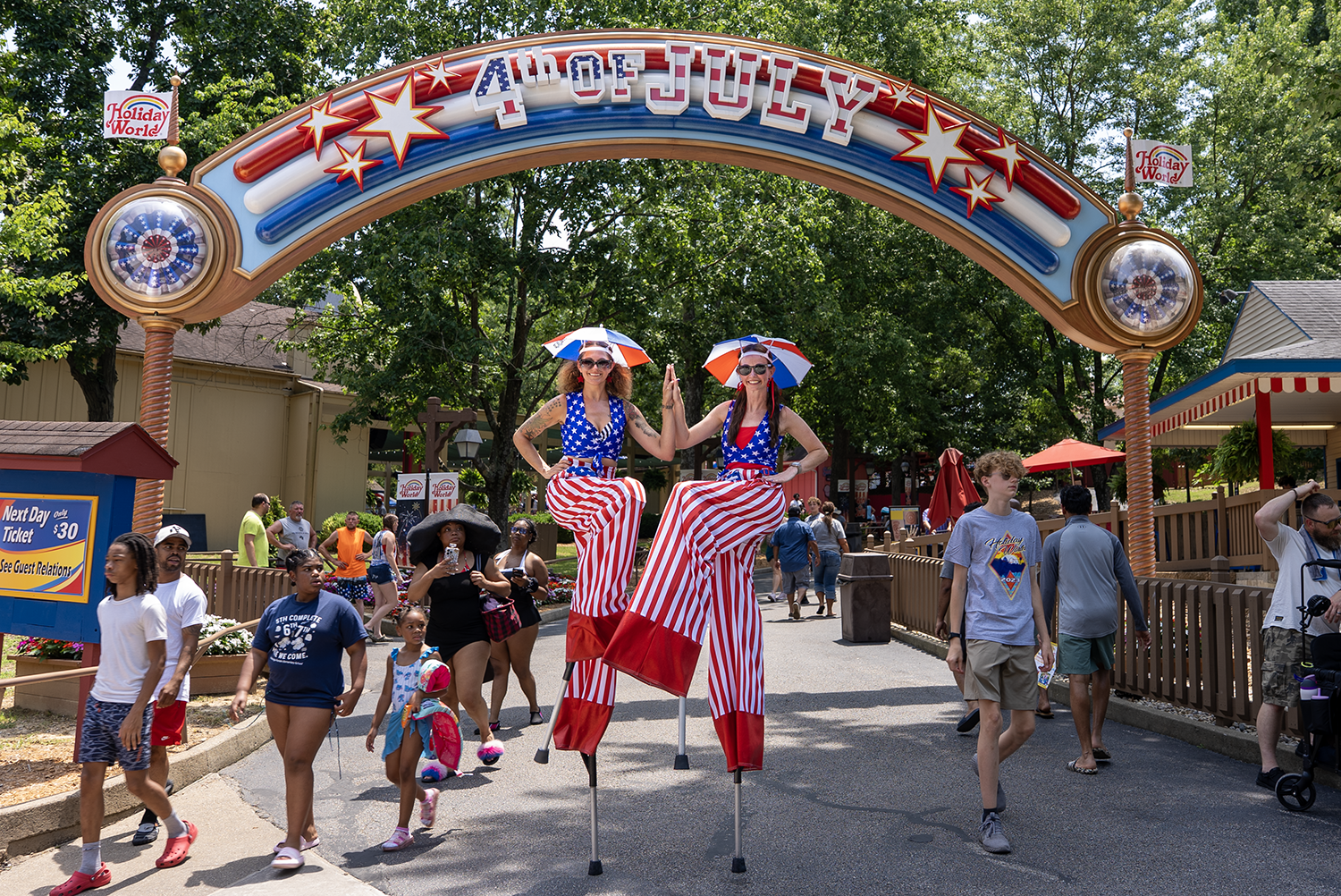 Patriotic Stilt Walkers at Holiday World & Splashin' Safari