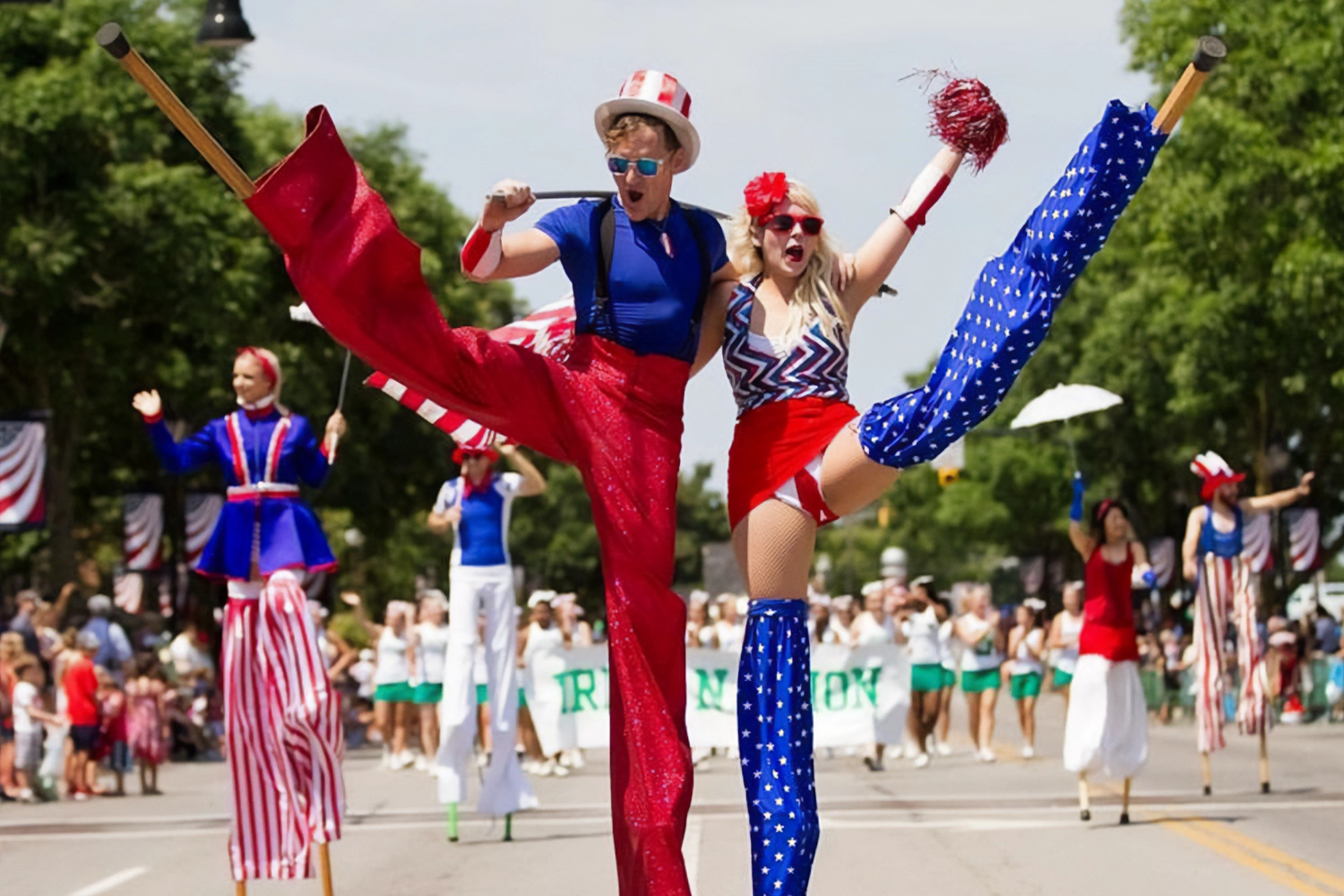 Patriotic Stilt Walkers at Holiday World & Splashin' Safari
